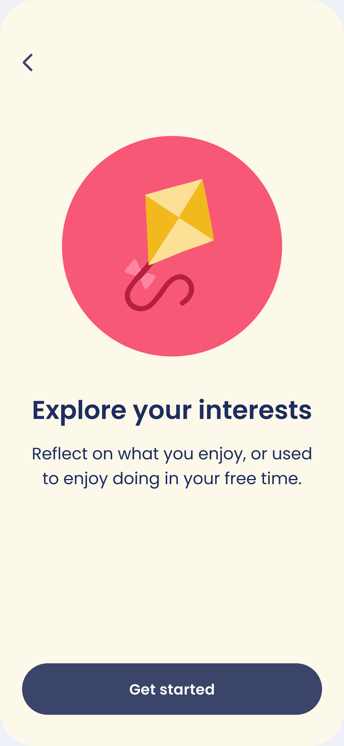The cover screen introducing a guided in-app activity.